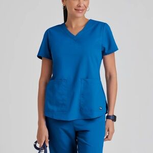 Grey's Anatomy Classic Aubrey Top-2 pocket V-Neck top